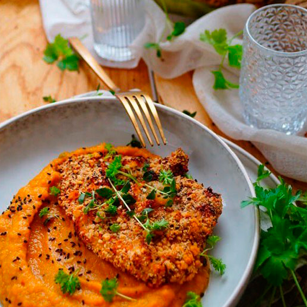 Schnitzel met pompoen-zoete